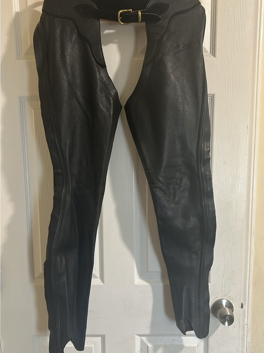 Black Leather Equestrian Chaps with Belt